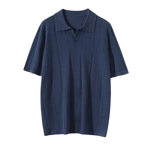 Mens Worsted Cashmere Polo Neck Short Sleeve Sweaters Mens Worsted Cashmere Polo Neck Short Sleeve Sweaters